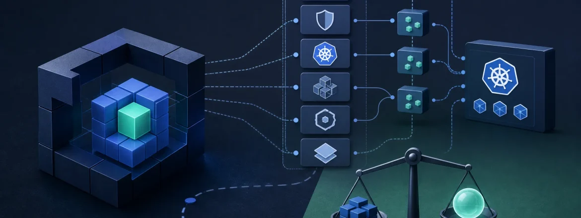 Editorial technical illustration for Terraform module design for Kubernetes infrastructure.